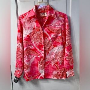 Vintage 60's Liberty House Kiyomi Hawaii blouse hot pink floral 🩷 psychedelic